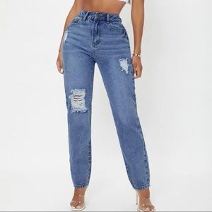 NEW High Rise Ripped Straight Leg Jeans